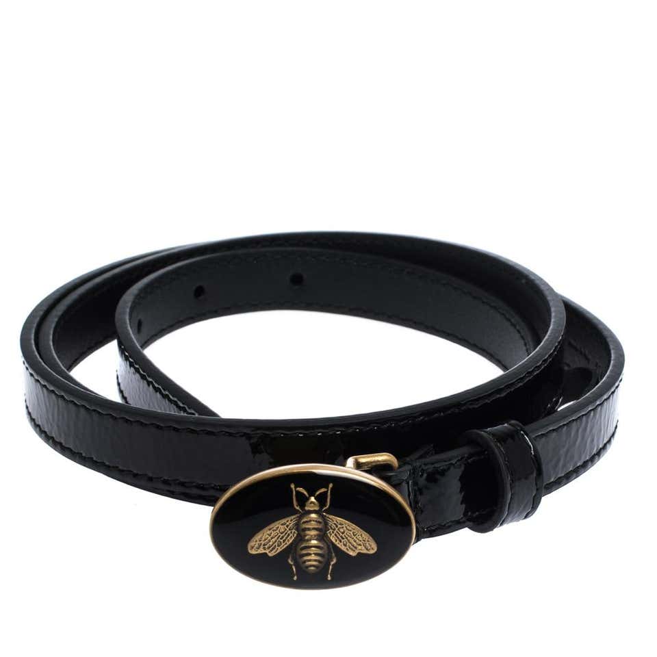 Gucci Enamel Bee Belt in Black
