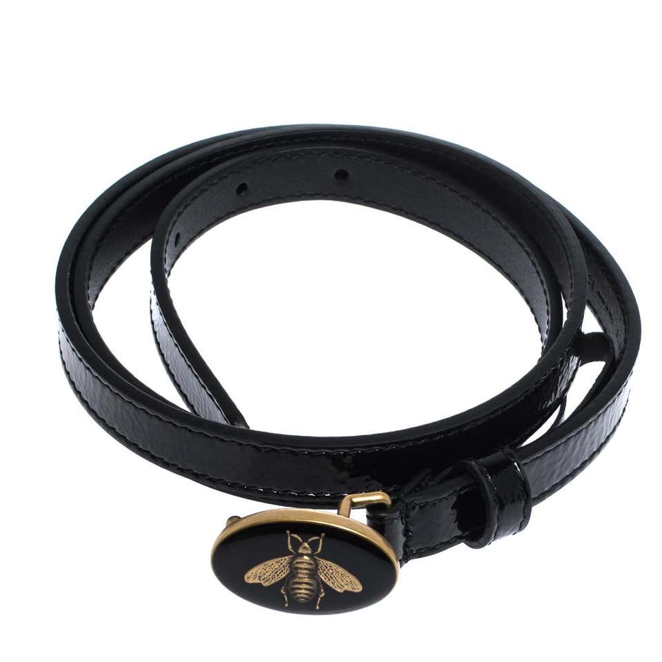 Gucci Enamel Bee Belt in Black