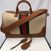 Load image into Gallery viewer, Gucci Travel Duffel Bag with Web in Beige