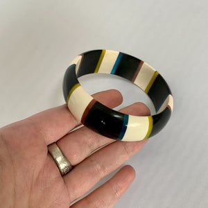 Gavriel Striped Bangle Bracelet in Black and White