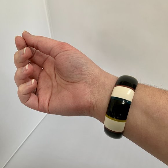 Gavriel Striped Bangle Bracelet in Black and White
