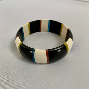 Gavriel Striped Bangle Bracelet in Black and White