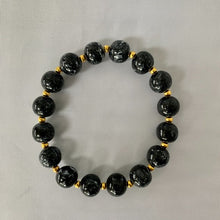 Load image into Gallery viewer, Gavriel Marbled Bead and Gold Bracelet in Black