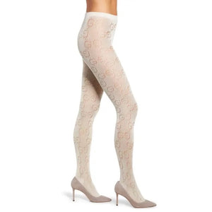 Gucci Winter G Lurex Knit Tights in Ivory