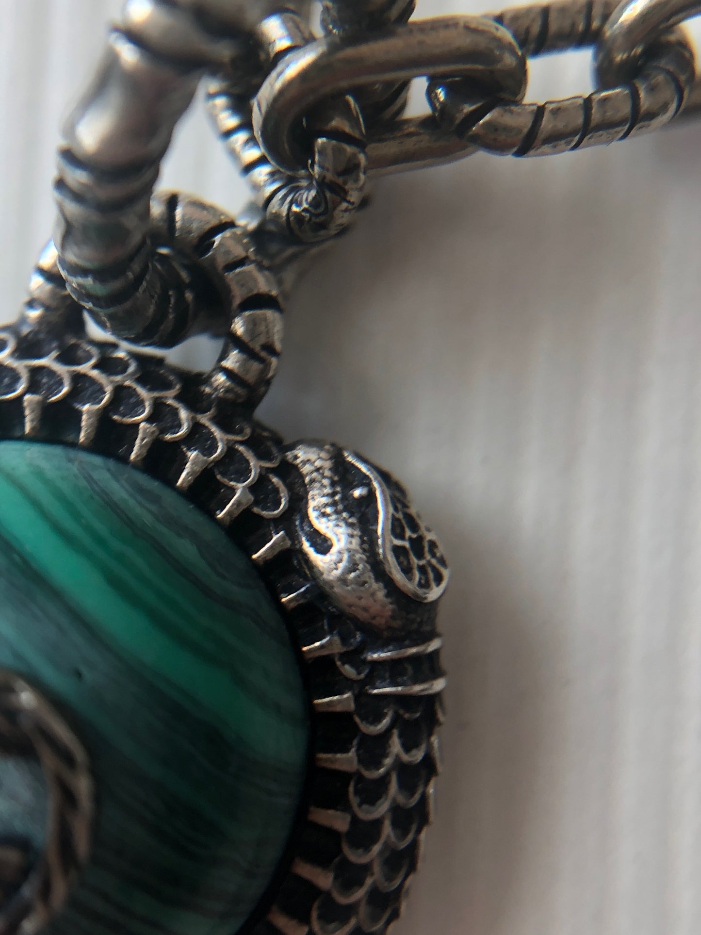 Gucci Garden GG Malachite Necklace in Silver