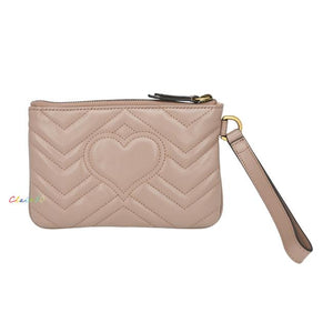 Gucci GG Marmont Matelassé Leather Clutch with Wristlet Strap in Dusty Rose