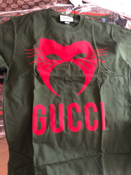 Gucci Oversized Jersey Mask Printed Cotton T-Shirt in Green
