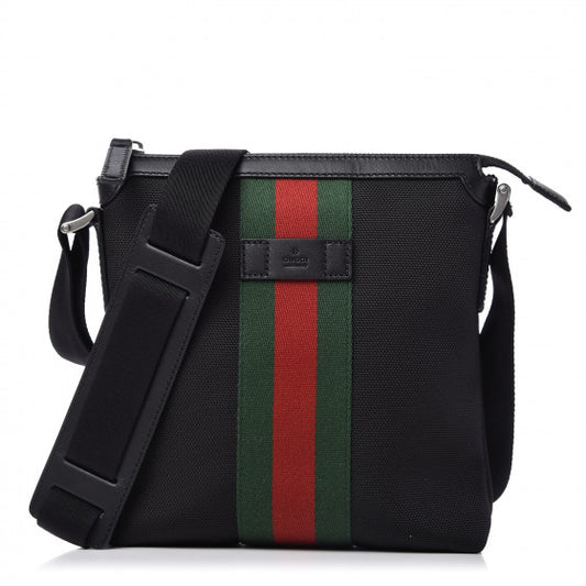 Gucci Techno Canvas Web Messenger Bag in Black