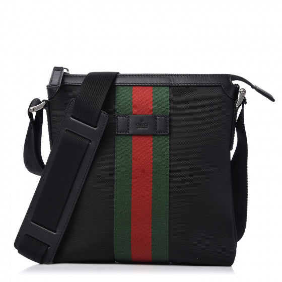 Web Stripe GG Canvas Duffle Bag in Black - Gucci