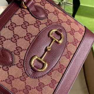 Gucci Horsebit 1955 GG Mini Bag in Burgundy