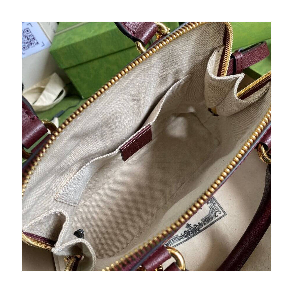GUCCI Horsebit 1955 GG Supreme Canvas Shoulder Bag Burgundy 602204
