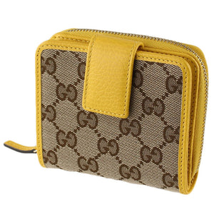 Gucci Original GG Canvas French Wallet in Beige and Buttercup Yellow