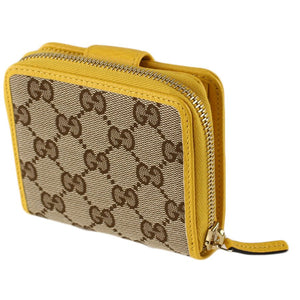Gucci Original GG Canvas French Wallet in Beige and Buttercup Yellow