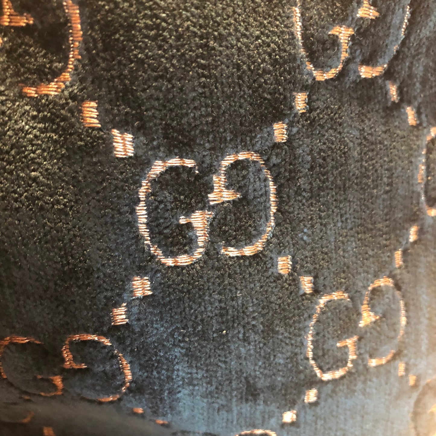 Gucci Ophidia GG Velvet Bucket Bag in Navy with Web