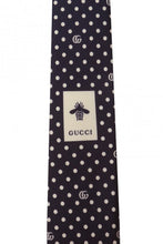 Load image into Gallery viewer, Gucci Navy Silk Tie with White Polka Dots