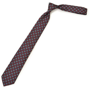 Gucci Navy Silk Tie with Red Diamonds and Interlocking GG
