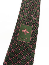 Load image into Gallery viewer, Gucci GG and Rhombus Motif Silk Tie in Pink and Green