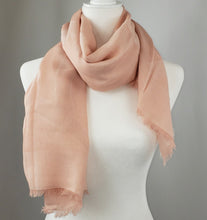 Load image into Gallery viewer, For a flirty and fun pop of pink, try adding this Ferragamo scarf to your look! Made with 100% cotton, the material feels soft and comfortable, while keeping you fashion forward and trendy. The cute fringe paired with the nuanced Ferragamo logo create a bubbly and put together look to match your personality!  Pale pink with white fringe Slight Ferragamo logo woven into the fabric 100% Cotton 52&quot; x 52&quot; (132cm x 132cm) Comes in Ferragamo scarf box  Product Code 805871180944 Made in Italy 