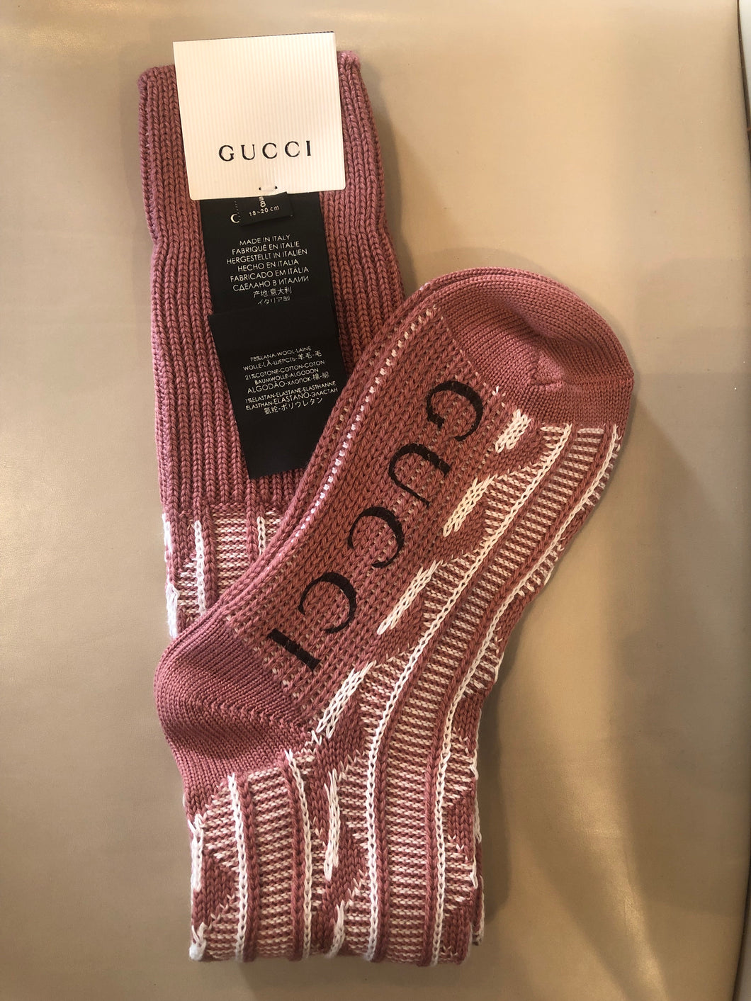 Gucci Dark Rose/White Knee High Socks