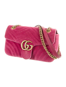 Gucci GG Marmont Shoulder Bag in Pink Velvet