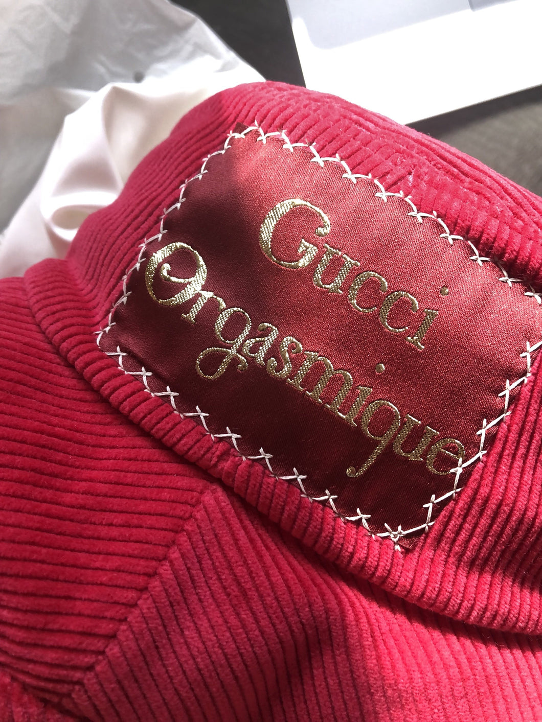 Gucci Red Corduroy Gucci Orgasmique Bucket Hat