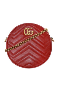 Gucci GG Mini Marmont Round Shoulder Bag in Red