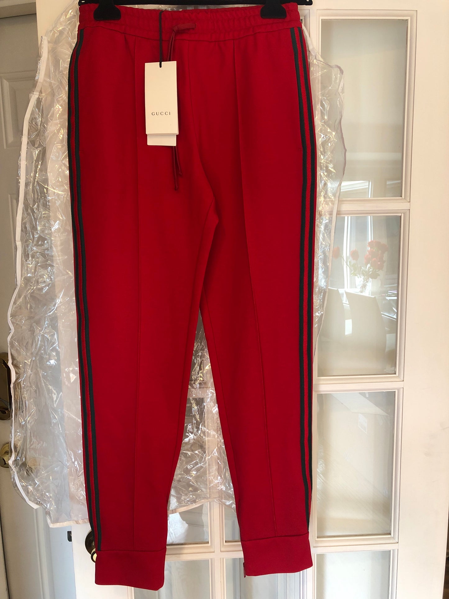 Gucci Green and Red Stripe Track Pants in Red