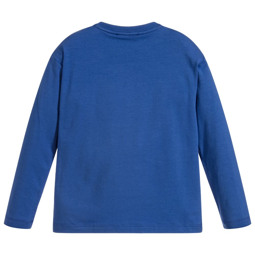 Roberto Cavalli Boys Blue Long Sleeved Speckle Print T-shirt