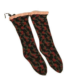 Gucci Strawberry Horse-bit Pattern Socks in Black