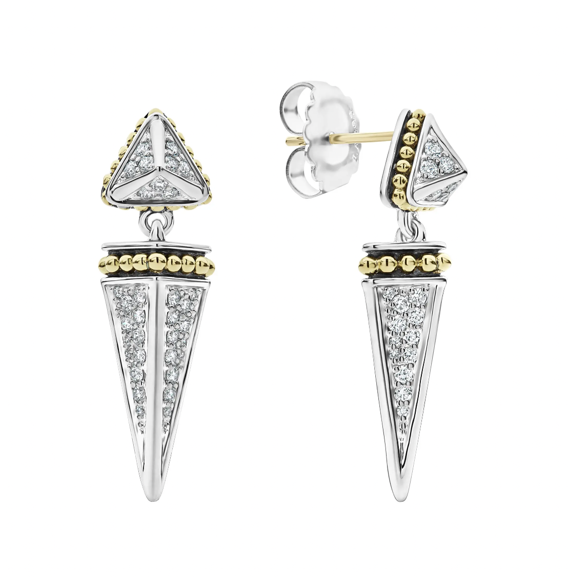 Lagos KSL Lux Diamond Pyramid Drop Earrings in Silver