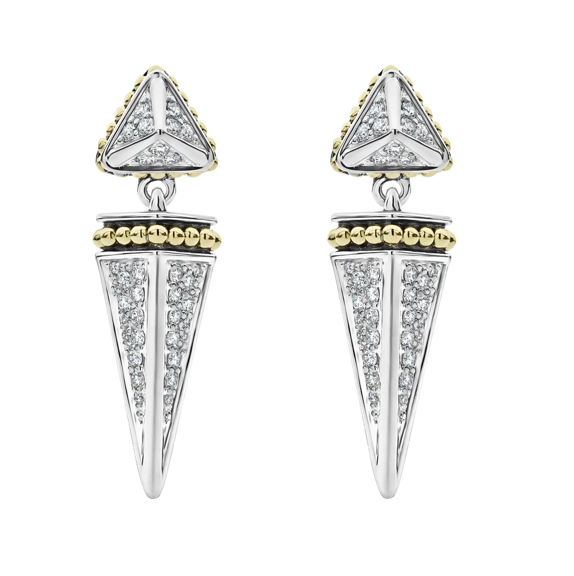 Lagos KSL Lux Diamond Pyramid Drop Earrings in Silver