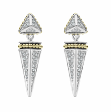 Load image into Gallery viewer, Lagos KSL Lux Diamond Pyramid Drop Earrings in Silver