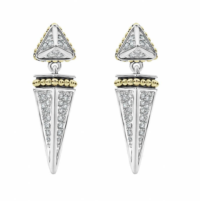Lagos KSL Lux Diamond Pyramid Drop Earrings in Silver