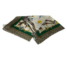 Load image into Gallery viewer, Gucci GG Silk Scarf with Yellow Flowers and Green Border