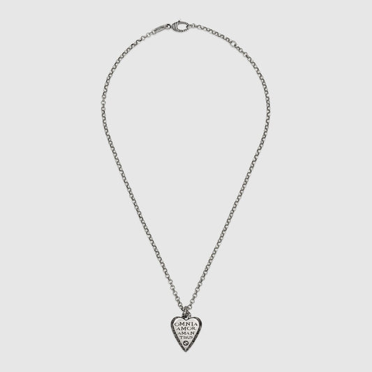 Gucci Sterling Silver Necklace with Engraved Heart