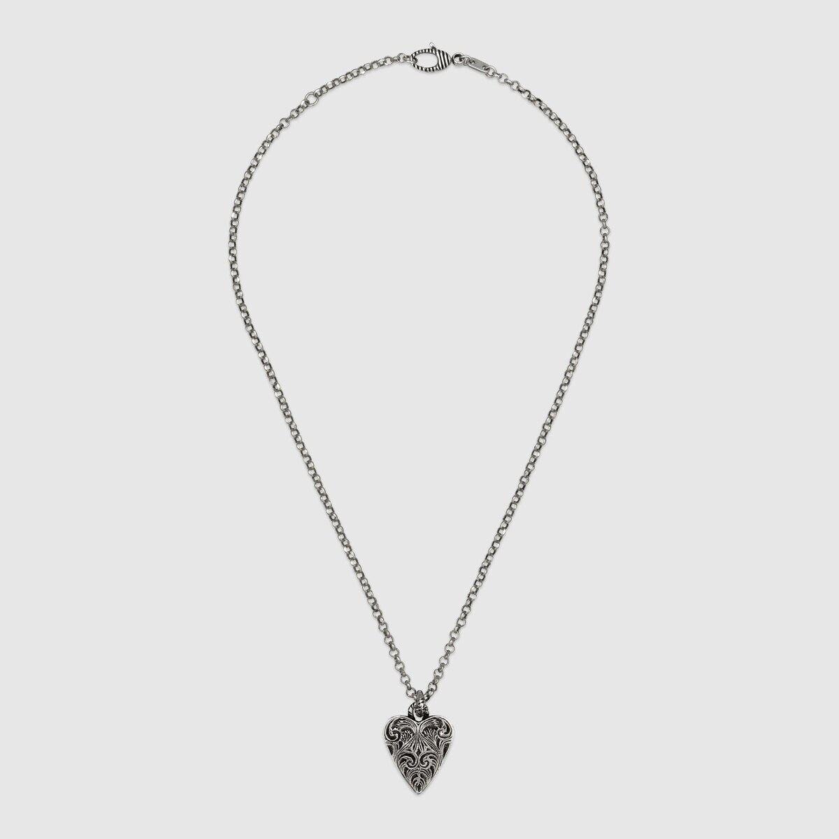 Gucci Sterling Silver Necklace with Engraved Heart