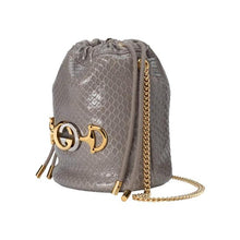Load image into Gallery viewer, Gucci Snakeskin Zumi Mini Bucket Bag in Gray