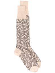 Gucci GG Barghin Knee-high Socks in Beige & White
