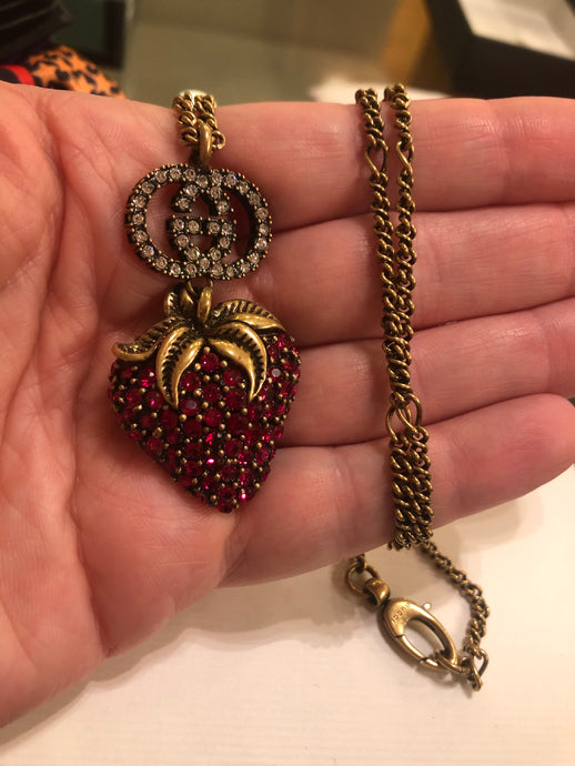 Gucci GG Strawberry Pendant Necklace