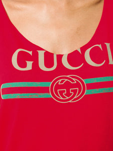 Gucci Vintage Logo Print Red Tank Top