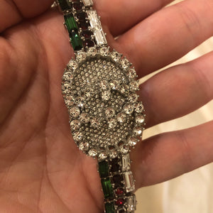 Gucci Silver Crystal GG Web Tennis Bracelet