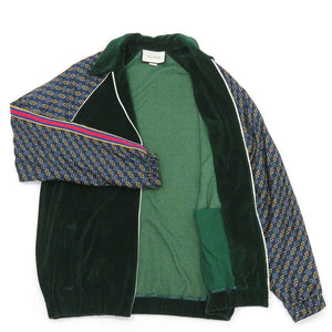 Gucci Bi-material Scarf Print Track Jacket in Green