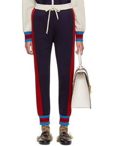 Gucci Striped Cotton-blend Track Pants in Blue