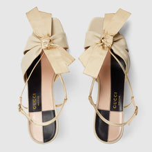 Load image into Gallery viewer, Gucci Leather Mid-heel Sandal With Bow in Vintage White