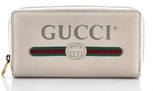 Load image into Gallery viewer, Gucci Printed Logo Leather Zip Around Wallet in White