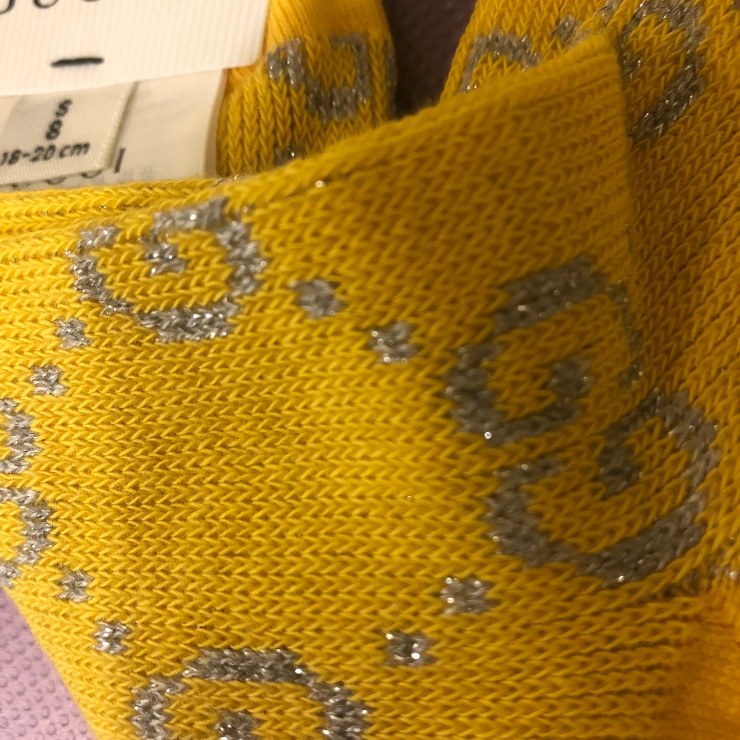 Gucci GG Ankle Socks in Yellow with Silver Lamé GG