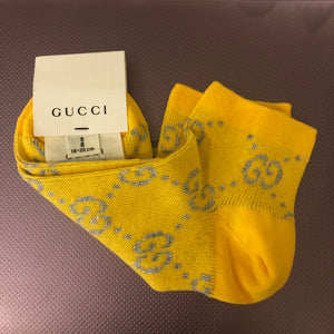 Gucci GG Ankle Socks in Yellow with Silver Lamé GG