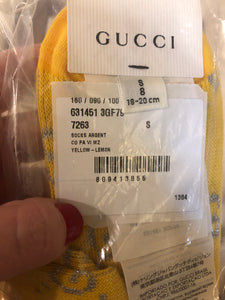 Gucci GG Ankle Socks in Yellow with Silver Lamé GG