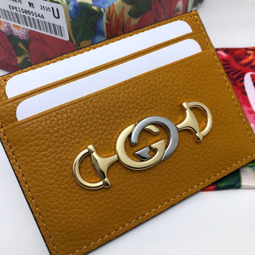 Gucci Zumi Horse-bit Card Case in Vaccha Brown