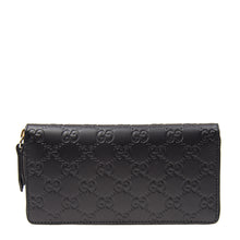 Load image into Gallery viewer, Gucci Interlocking GG Embossed Leather Zip Around Wallet in Black
